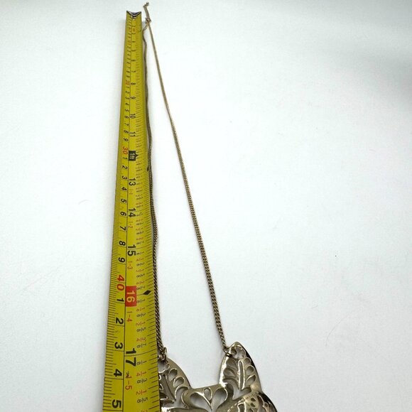 Tibetan Gold Tone Fox Mask Cut Out Bohemian Long Layering Necklace w/34" Chain - Picture 6 of 12